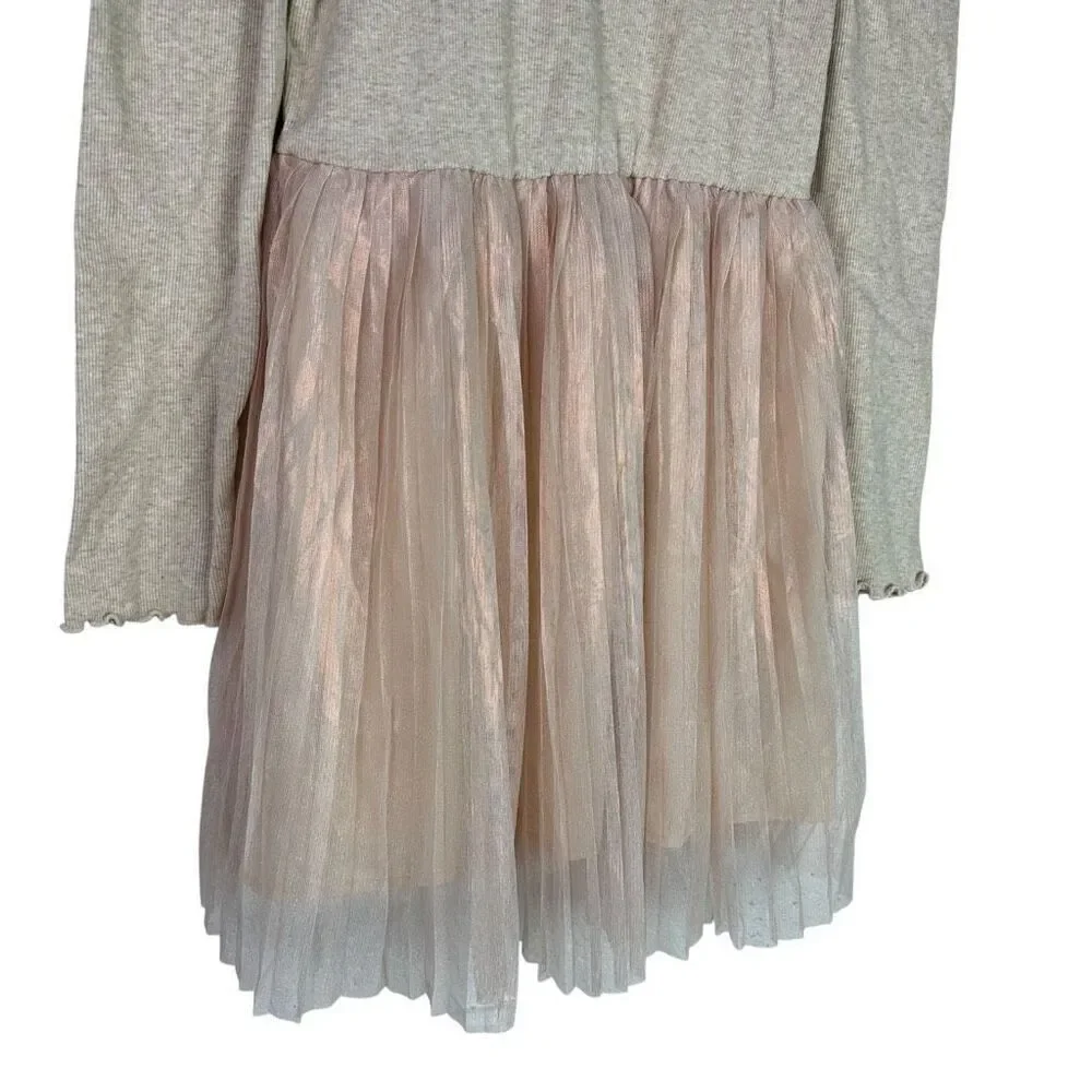 Gap Girls Medium Cream Pink Shimmer Tulle Dress
